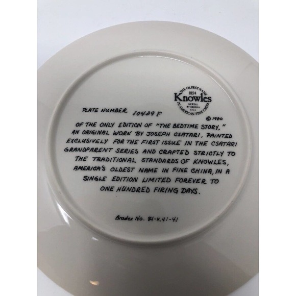 Vintage 1980 Grandparent Collectible Plate Knowles Csatari Bedtime Story COA Box - Picture 7 of 11